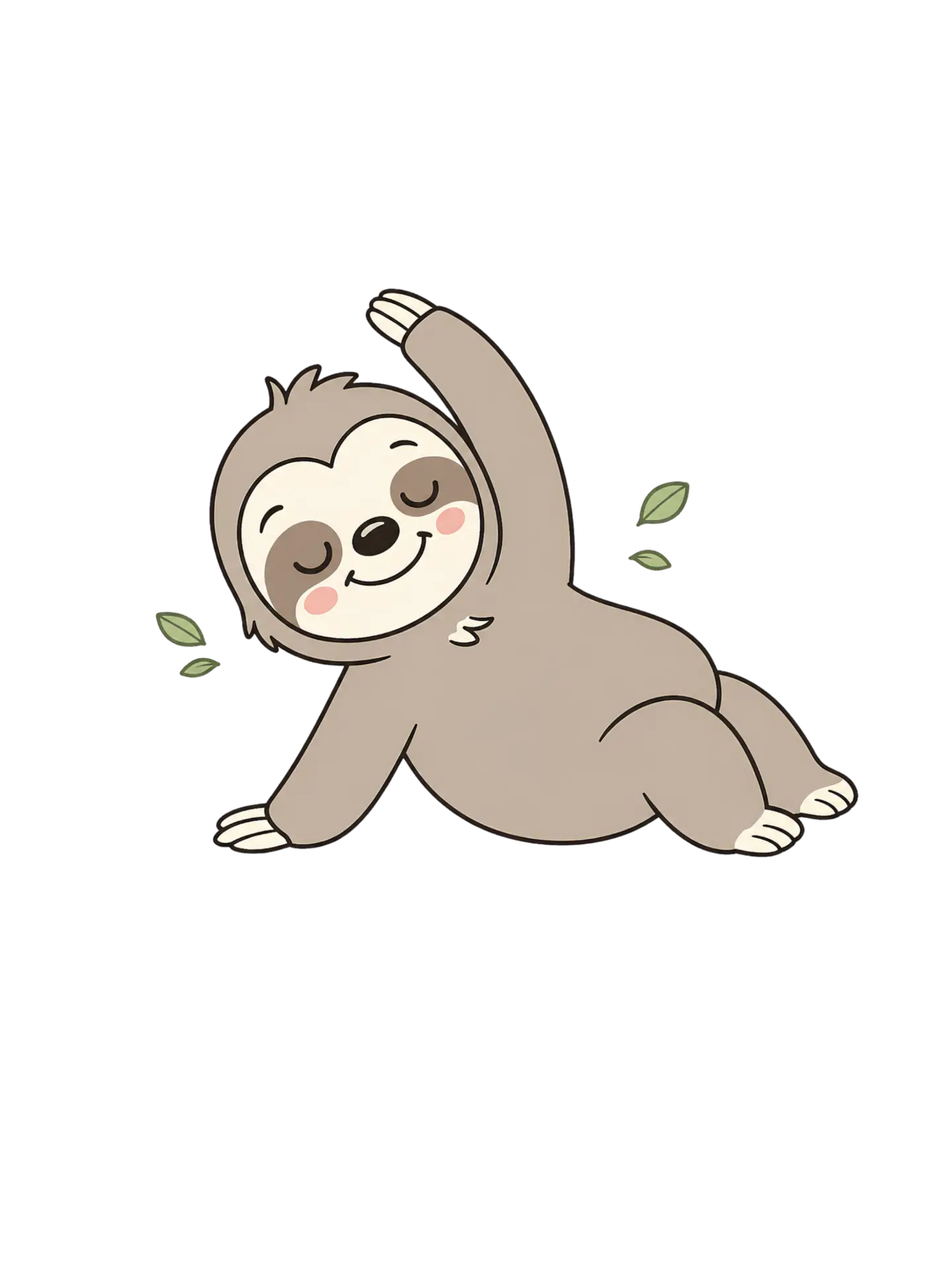 Illustration of a smiling sloth stretching an arm overhead.